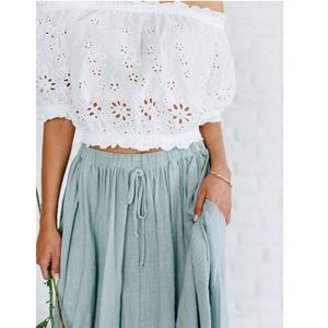 Luca and Grae crop eyelet top